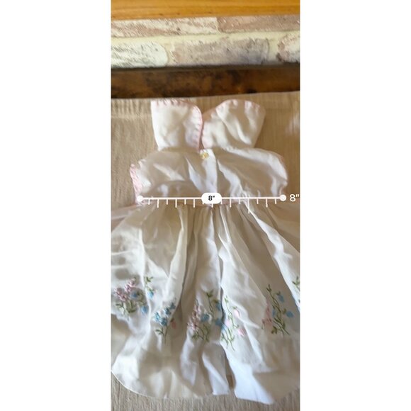 Vintage Baby Dress With Pink Satin Trim & Floral Embroidery - Picture 15 of 16